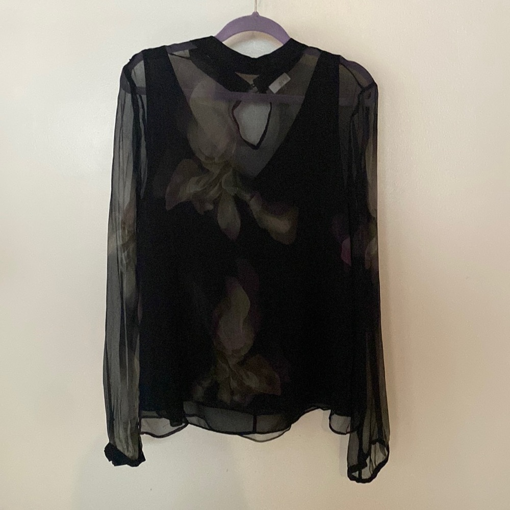 Silk sheer blouse from Ecru with floral design and liner XL